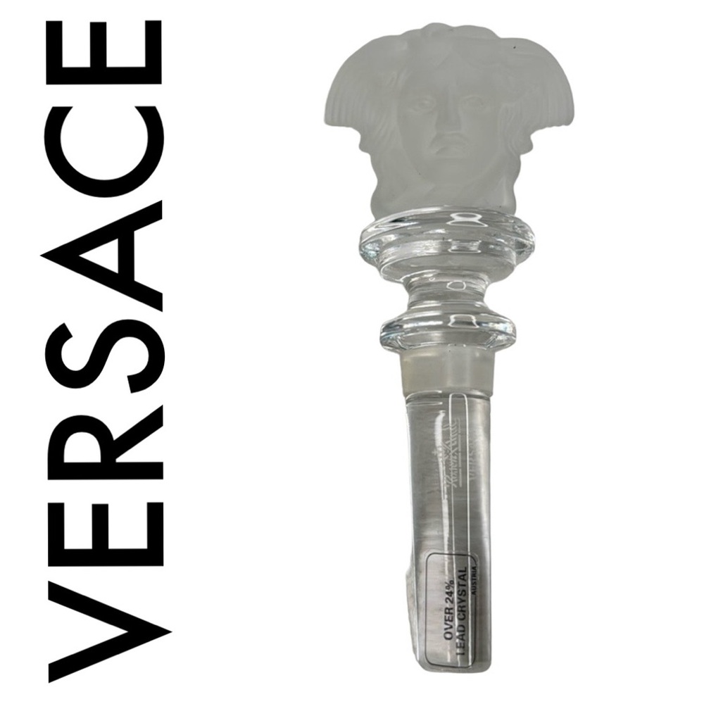 VERSACE FROSTED CLEAR MEDUSA HEAD CRYSTAL BOTTLE STOPPER ROSENTHAL